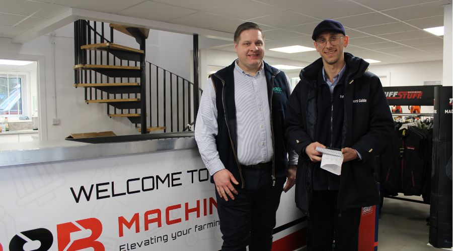 B&B Machinery’s dealer principal, Andrew Walker, with Daniel Hodge.