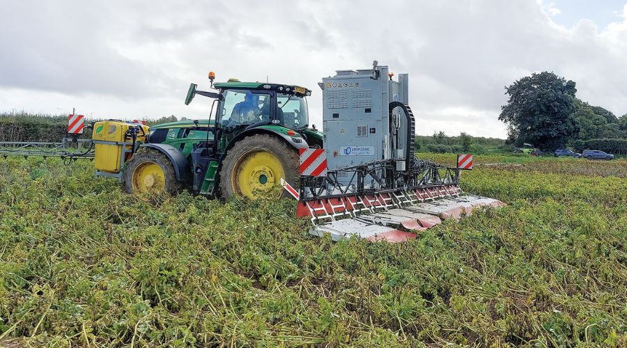 Rear mounted Crop.Zone system with tractor in potato field