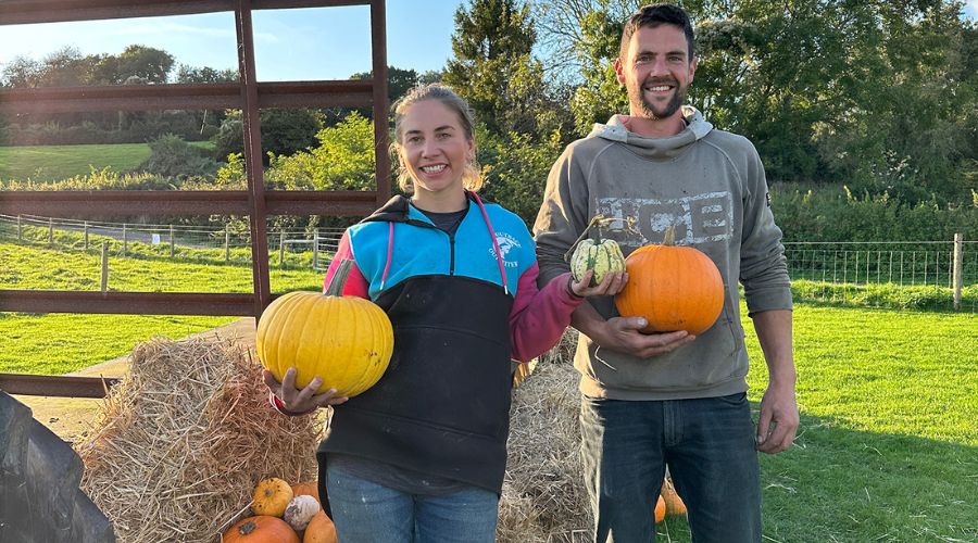 Laura Pollock and Matt Brooks of Lower House Farm diversified their farm into a pick-your-own pumpkin venture as well as sunflower production.